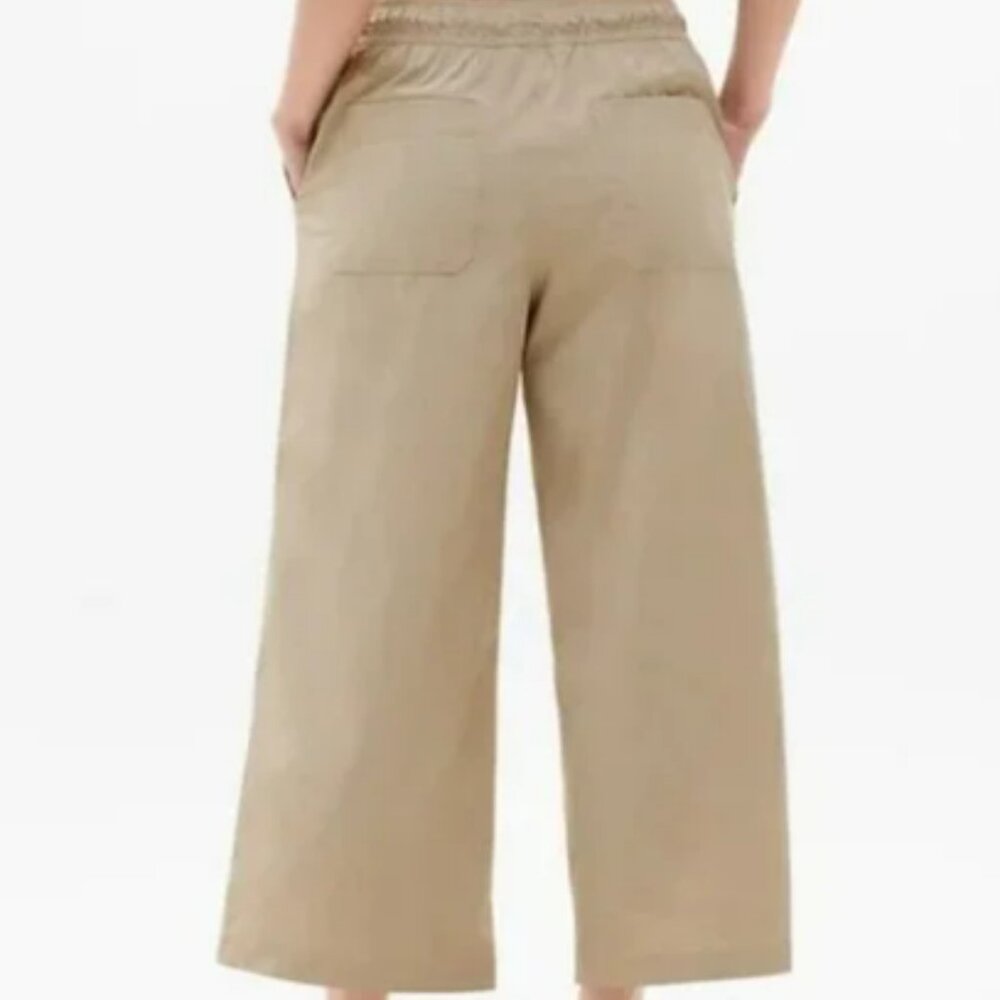 Athleta Midday Crop Poplin Wide Leg Pants Khaki XL - Picture 4 of 12